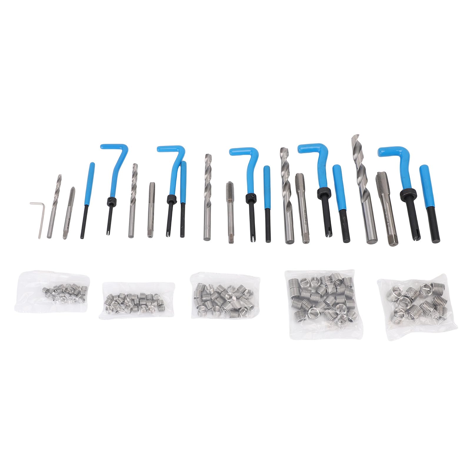 Keenso Kit di Riparazione Filettatura Metrica da 131 Pezzi, Punte da Trapano HSS Inserti Filettati M5 M6 M8 M10 M12 con Strumenti di Installazione, per Alluminio Ferro Acciaio al