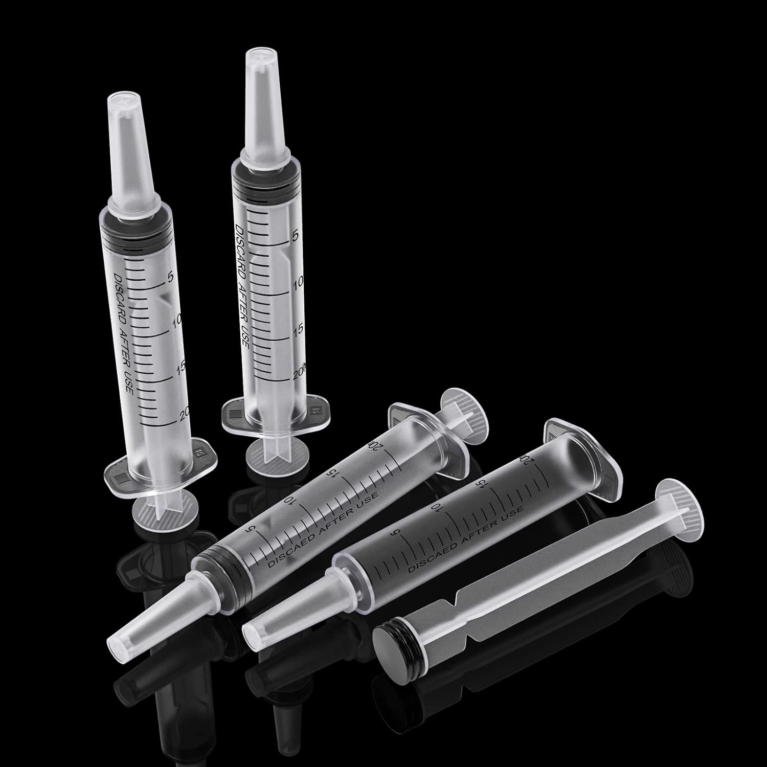 20 Pack 20ml Plastic Syringe Large Syringes Catheter Tip Sterile Individual Wrap with Tip Cap Adapter Soft Tube,Measurement for Scientific Labs,Measuring Liquids,Pet Feeding,Oil or Glue