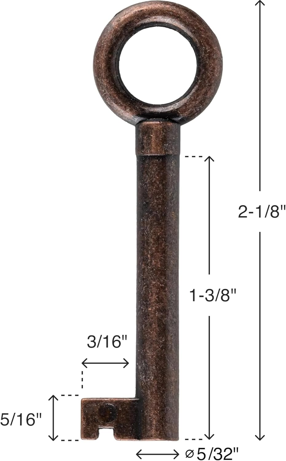 UNIQANTIQ HARDWARE SUPPLY Statutory Bronze Skeleton Key for Curio Cabinet, Grandfather Clock Doors, Dresser Drawers - Hollow Barrel Key Replacement - Antique Skeleton Keys for Furniture | SK25-DB