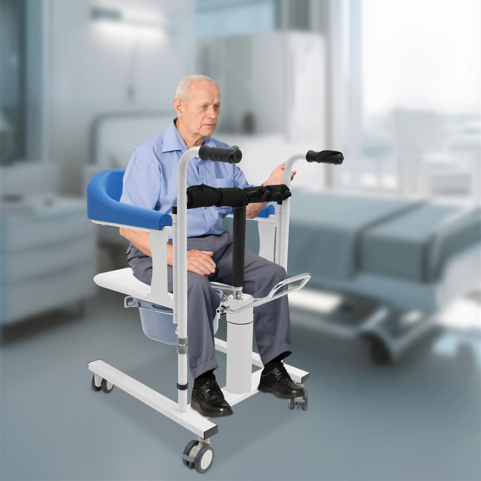 Silla de transferencia para pacientes, multiusos, con respaldo, capacidad de carga máxima de 90kg /120kg /120kg, para ancianos, mujeres embarazadas (Modelo 2)