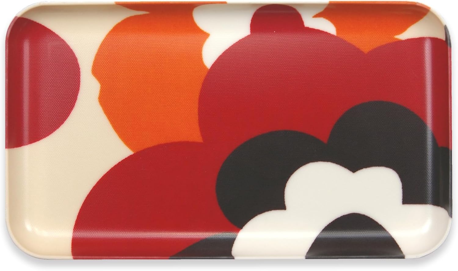 TATSU-CRAFT NR Non Slip Serving Tray with Nordic Bloom Garden Red, Microwave Safe Plastic Tray, 8.5 x 4.9 Inches, Ideal for Cafeterias, Restaurants, Coffee Shops, Home, Fast Food, Snacks, Drinks, More