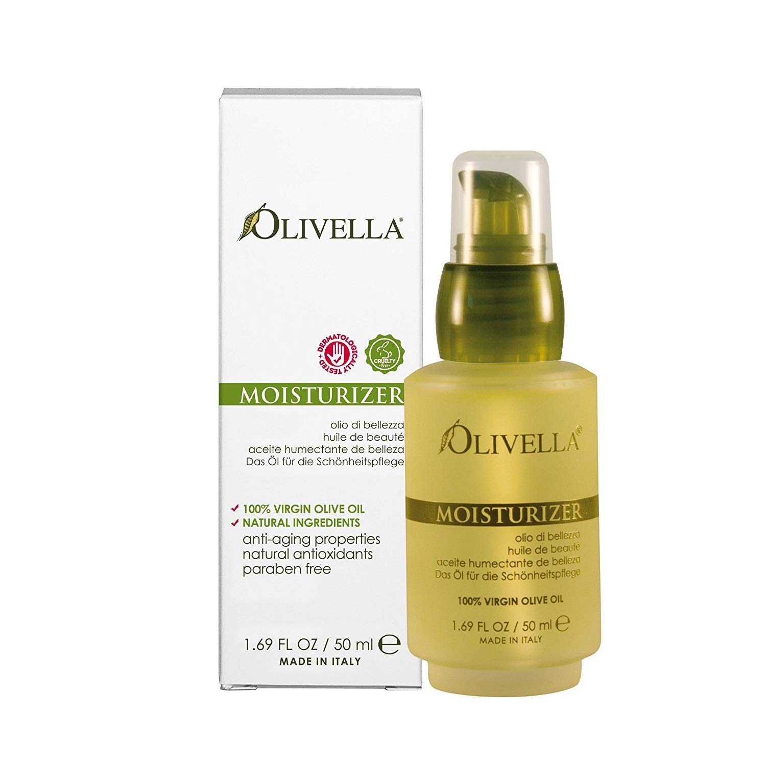 Olivella All Natural Virgin Olive Oil Moisturizer For All Skin Types 1.69 oz (Pack of 2)2
