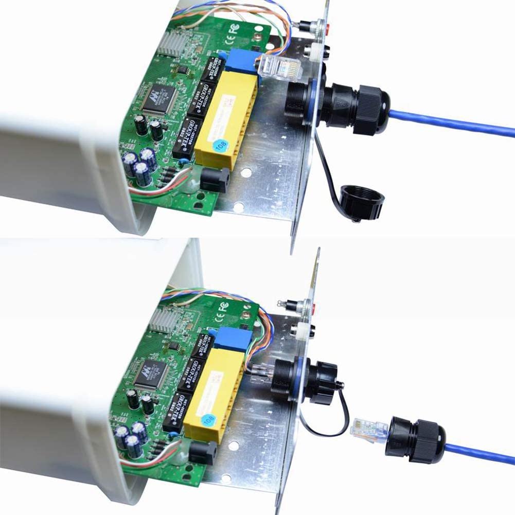 PENGLIN Lot de 5 connecteurs étanches RJ45 pour montage sur panneau | Coupleur de câble Ethernet LAN Cat5/5e/6 avec couvercle étanche/anti-poussière pour réseau extérieur
