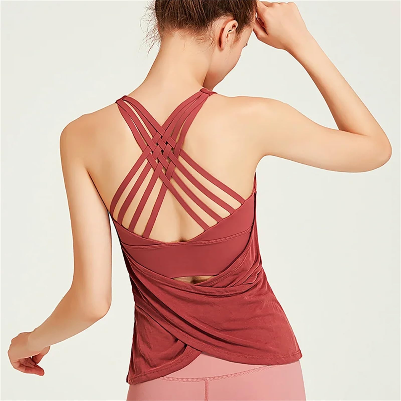 Camiseta Deportiva Mujer Suelta Chaleco deportivo de Yoga for mujer, camisa elástica de malla, Top Sexy con espalda cruzada, sujetador de Fitness for mujer, ropa de gimnasio sin mangas, ropa de entren
