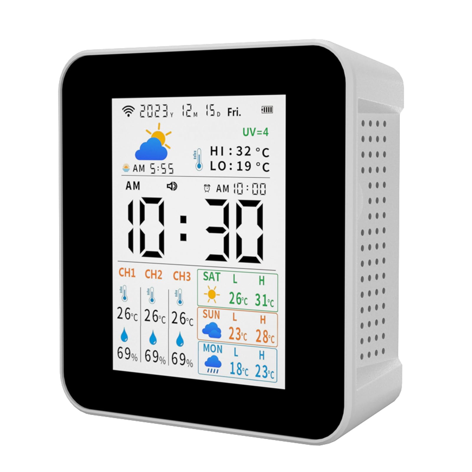 Termómetro para interiores y exteriores, estación meteorológica inalámbrica Tuya con 3 sensores, medidor de humedad y temperatura, monitor de pronóstico en tiempo real, compatible (con 1 sensor)
