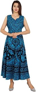 Cotton Women's Cotton Jaipuri Printed Maxi Long Dress
