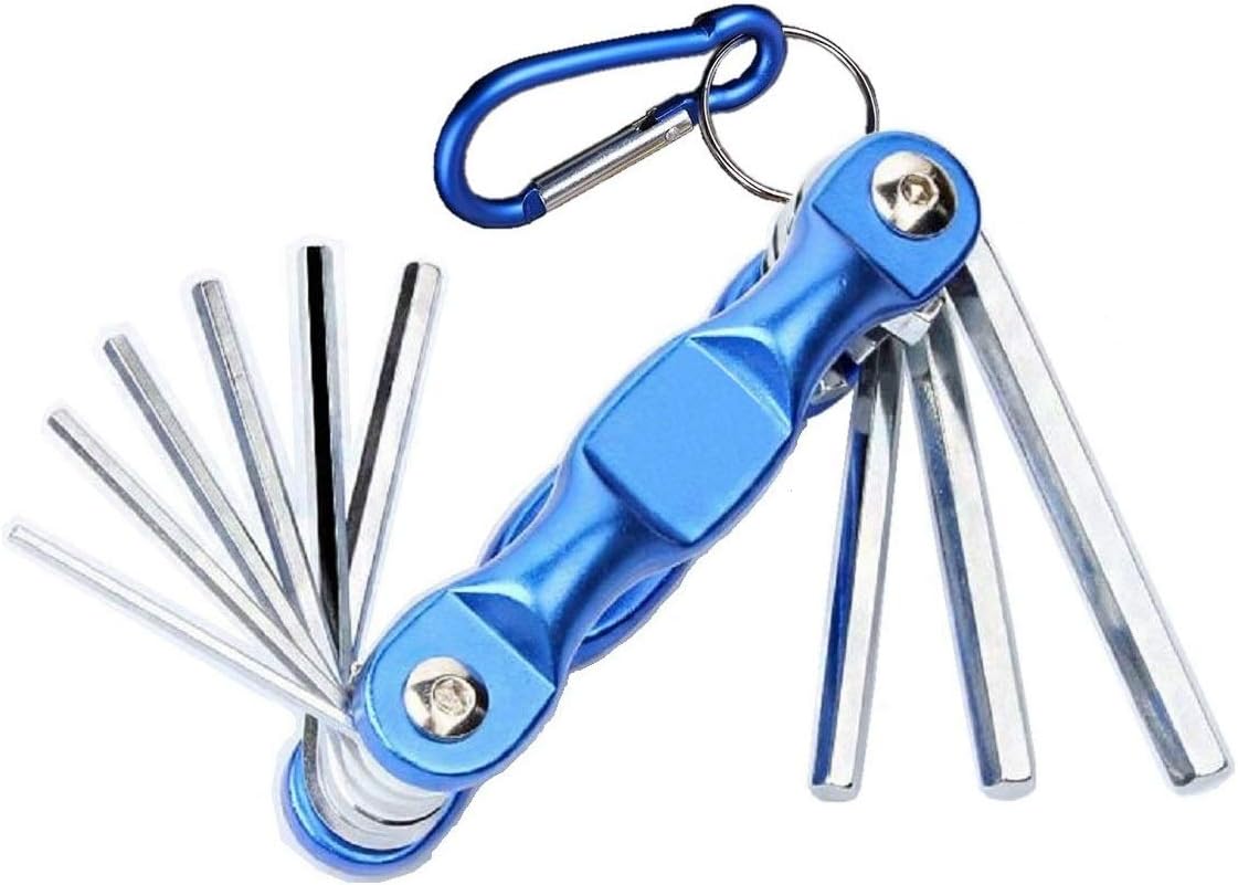 Xintan Tiger Folding Hex Wrench Hardness up to 55HRC Hex Key Allen Wrench 9-Piece Set Alloy Handle (Inch): 5/64-1/4