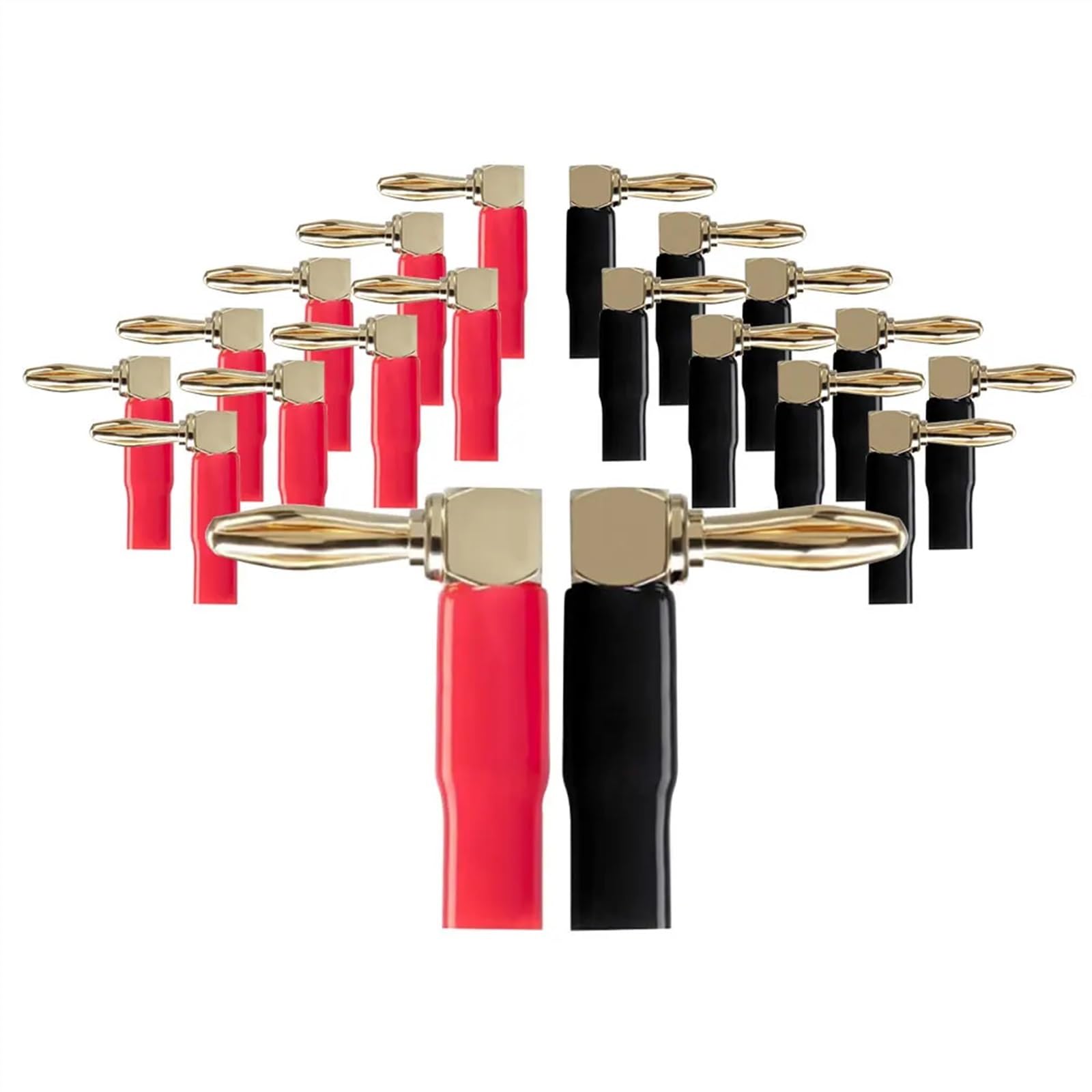 Connecteurs Banane à Angle Droit de 90 degrés, 4mm, plaqué Or, Adaptateur vidéo, fiches for câble de Haut-Parleur, 2/8/12/24 pièces(12 Pieces)