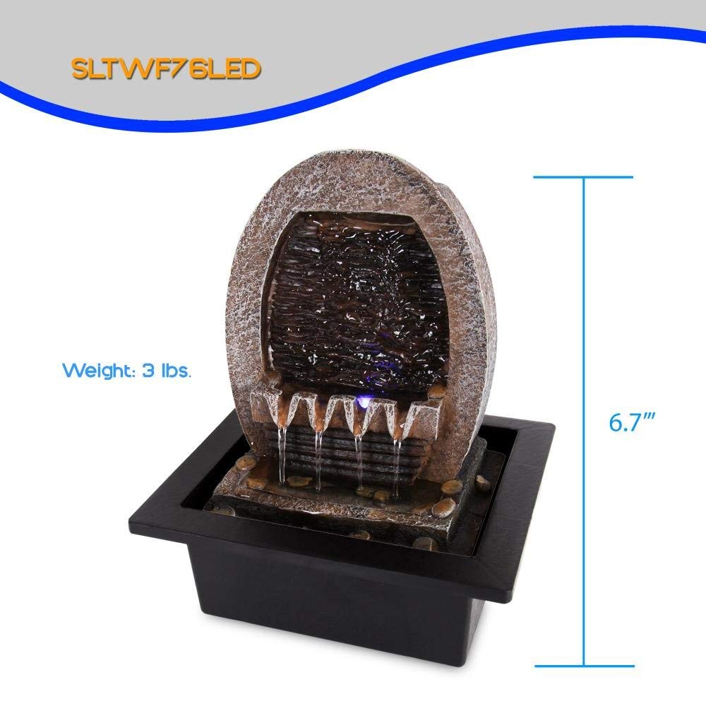 thumbnail image 2 of Serenelife 4 Tier Water Fountain Decoration Cool Indoor Outdoor Portable Electric Tabletop Decorative Zen Meditation Waterfall Decor Kit W Led Submersible Pump And Adapter Sltwf 15 Led 2 of 9