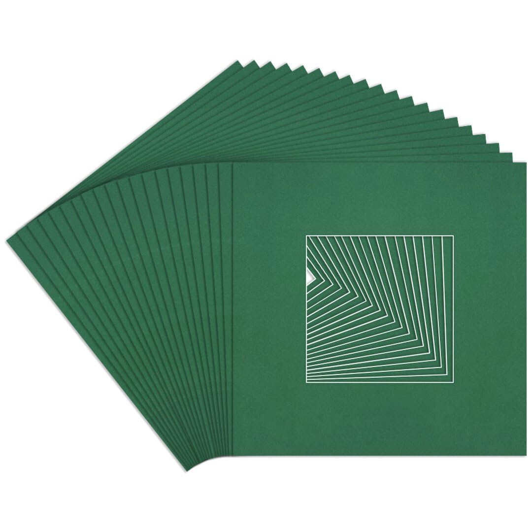 Procut Global 10x10" Emerald Picture Mounts to Fit 5x5" Aperture - Precision Cut Cardboard Photo Mount - Ideal for Frames, Prints, Artwork & Certificates - Sizes & Colours Available - 20 Pack โ image 1