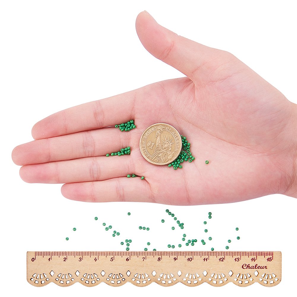 PH PandaHall 8640pcs Perles En Verre Vert Perles De Rocaille