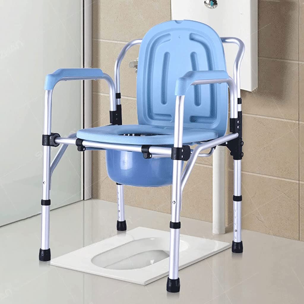 Składana Komoda/Krzesełko Pod Prysznic Waterside Commodes Krzesło prysznicowe WC, regulowany wysokość/składany/antypoślizgowy/z podłokietnikami/oparciami i wiadrem toaletowym, do 150 kg Krzesł