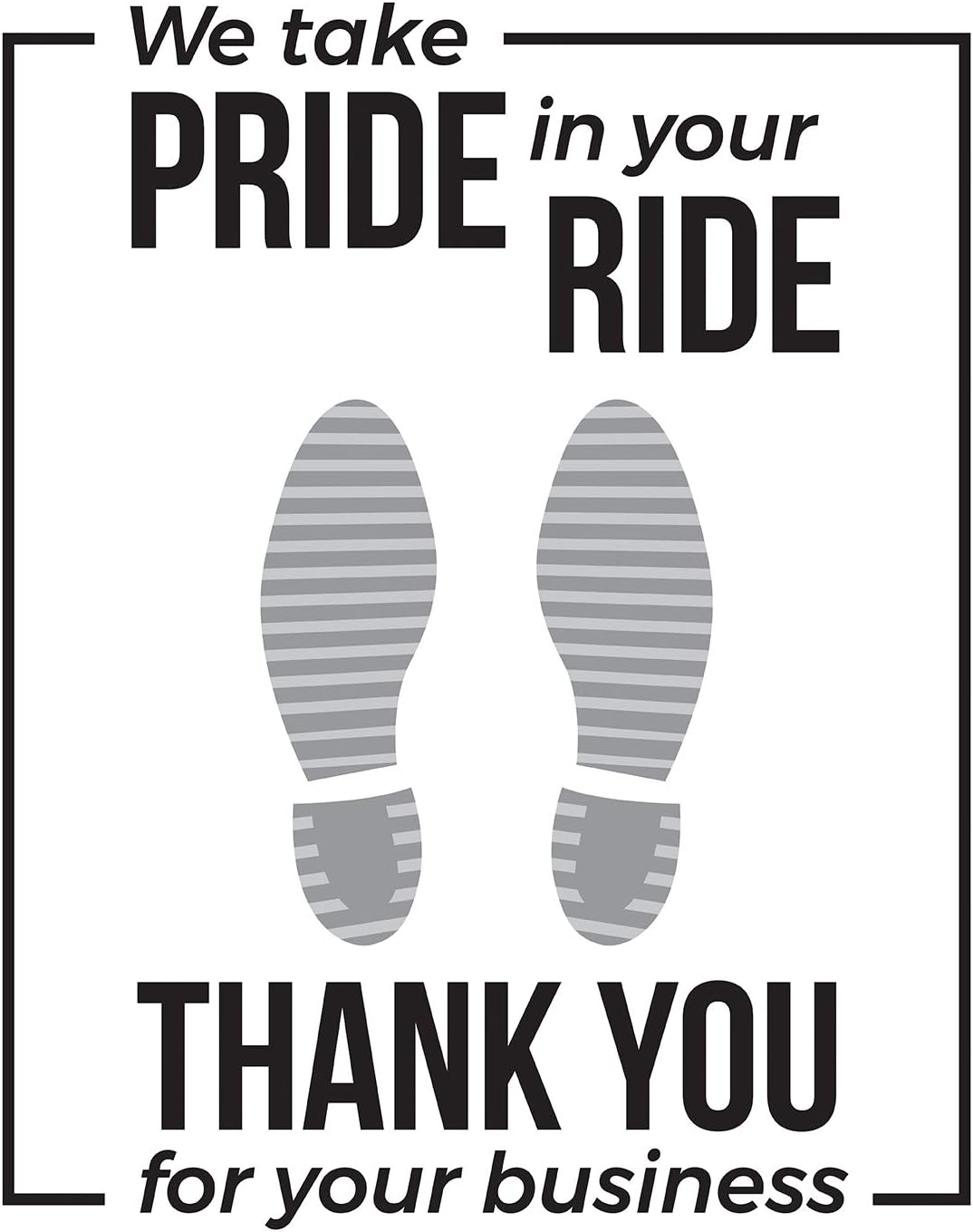 CastleDoor Automotive Paper Floor Mats for Cars Plastic Coated Disposable Heavy-Duty Paper “We Take Pride in Your Ride” Shoe Print Floor Mat (Case of 500)