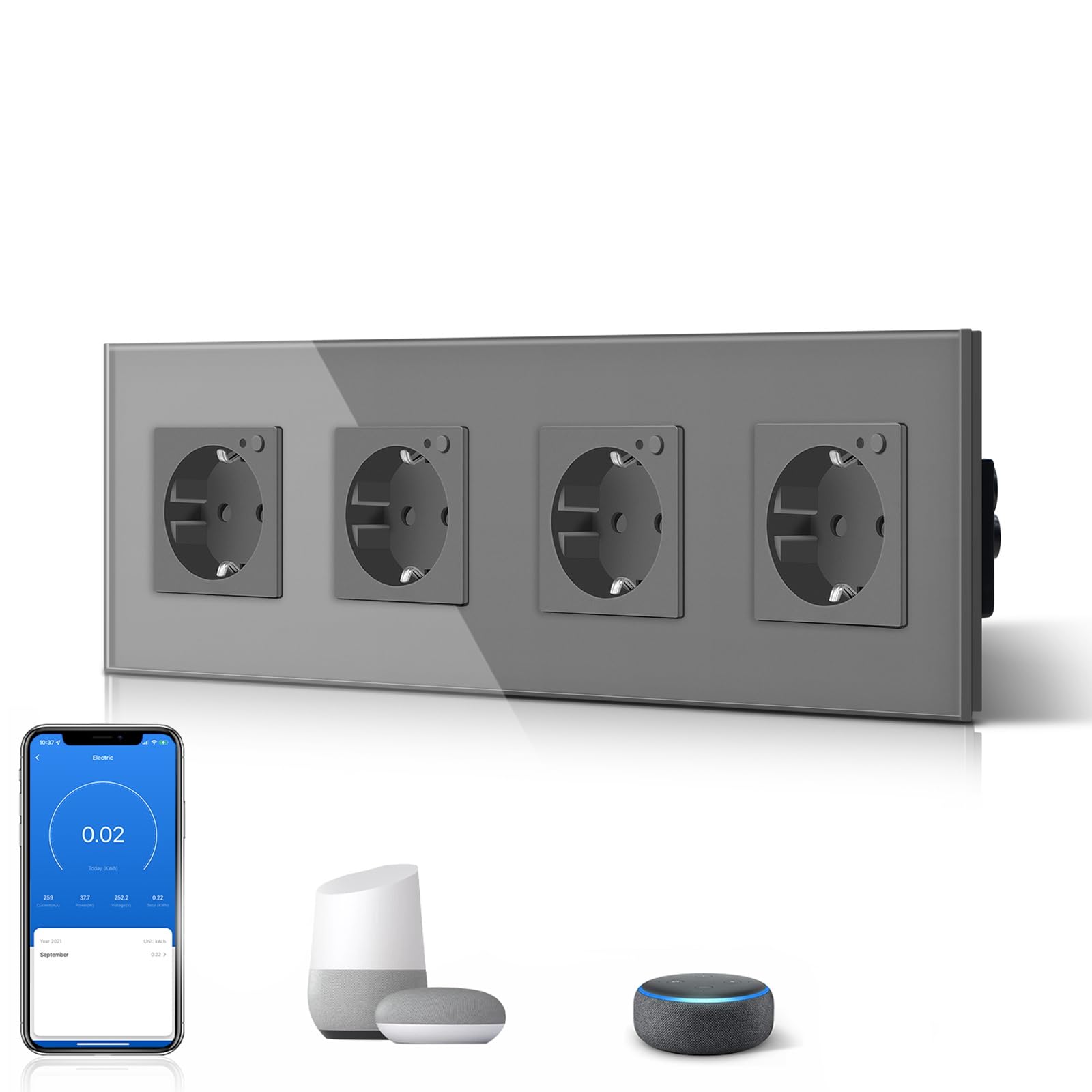 BSEED Enchufe Inteligente con 20W USB y Tipo C,Mate Enchufe Pared Wifi con Medidor Consumo,Control Remoto por APP & Voz,Requiere Cable Neutro,1 Enchufe,Blanco 86mm — view 59