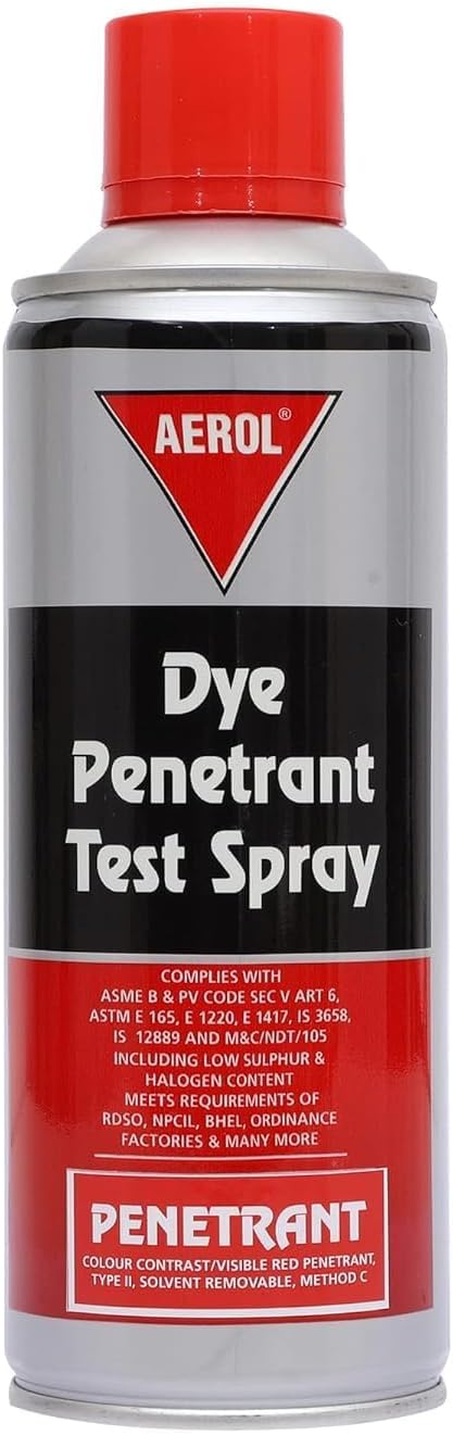 Aerol Dye Penetrant Test Spray (Visible Red, Solvent Removable) for Liquid Pe...