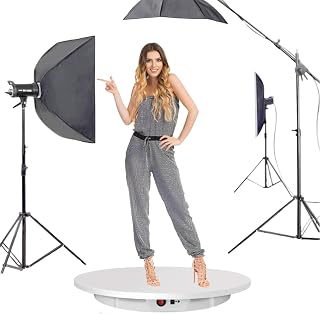 Electric Rotating Turntable with Remote Control, 220lb Load, 360 Degree Electric Rotating Potography, for Shoot Exhibit Display Stand, Shooting Props Black