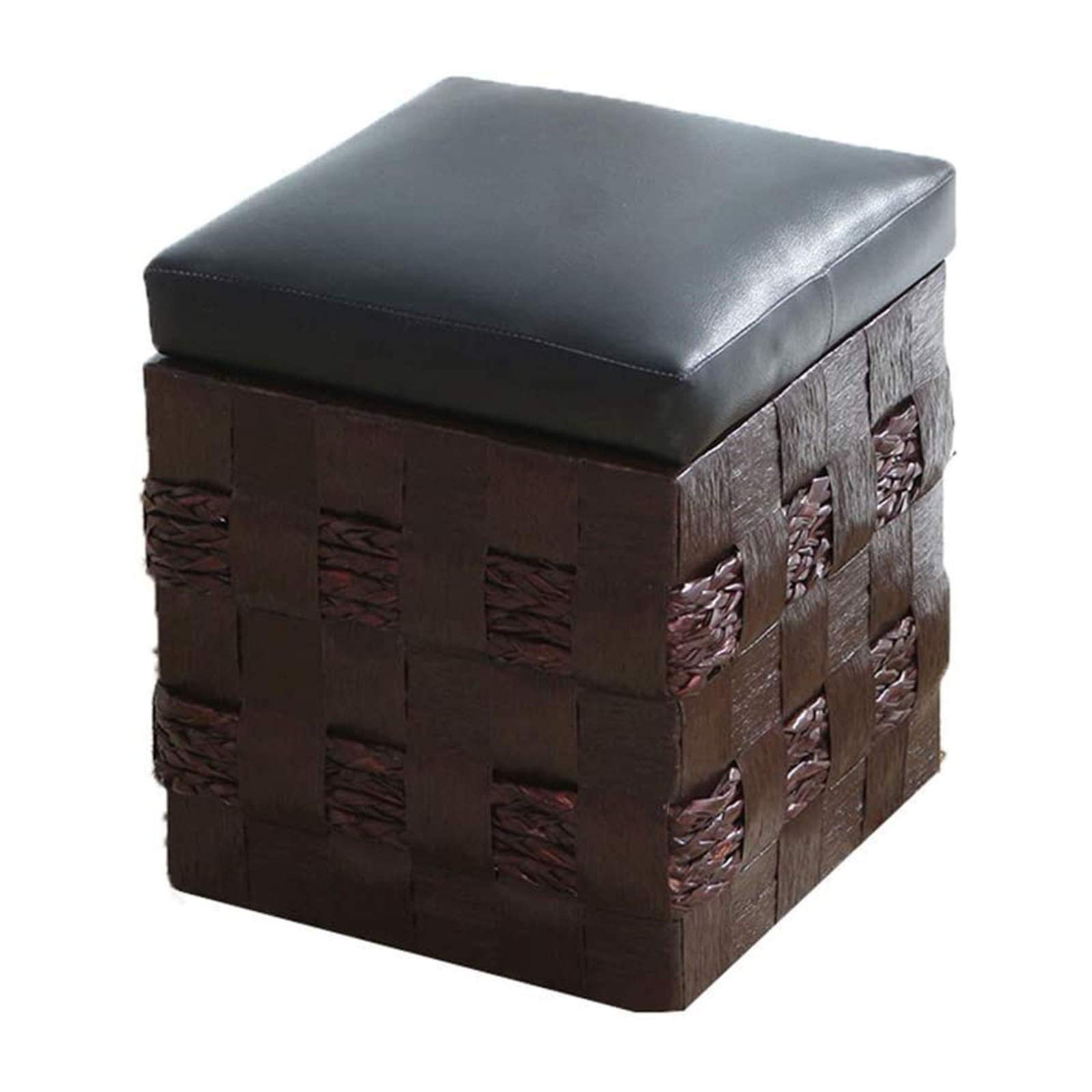 Pouf tabouret lunezy en herbe tissee et tissu lin pour salon