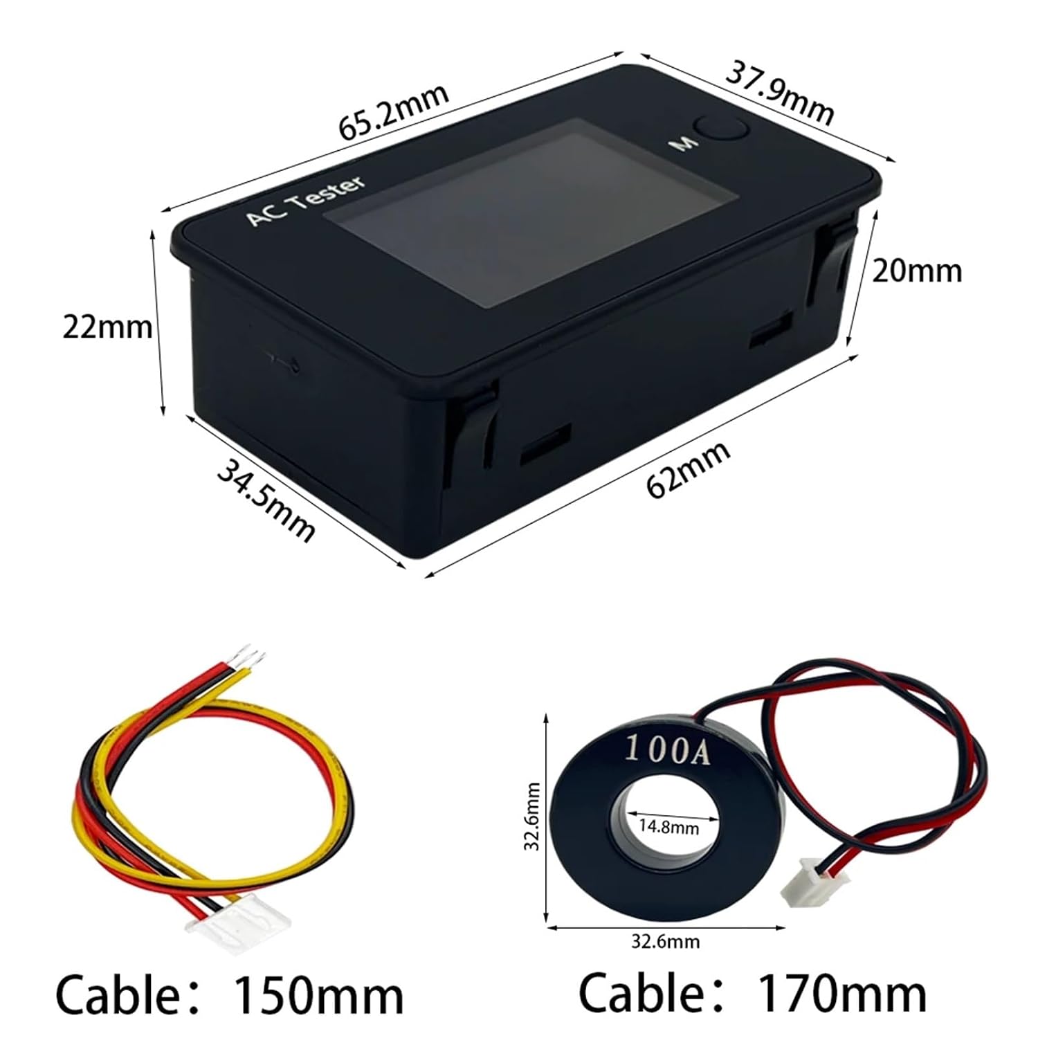 KWS-AC305 AC 0-500V Dual Voltage Display Voltmeter 0-50KW Wattmeter Power Meter 0-100A Power Analyzers AC Electricity Meter 1Pcs