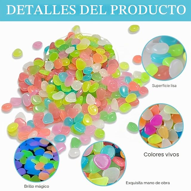 Foto 3 de 7 de HMCEY 400 Piezas Piedras Luminosas de Colores,Piedras Decorativas Jardin para Macetas,Guijarros Decorativos…