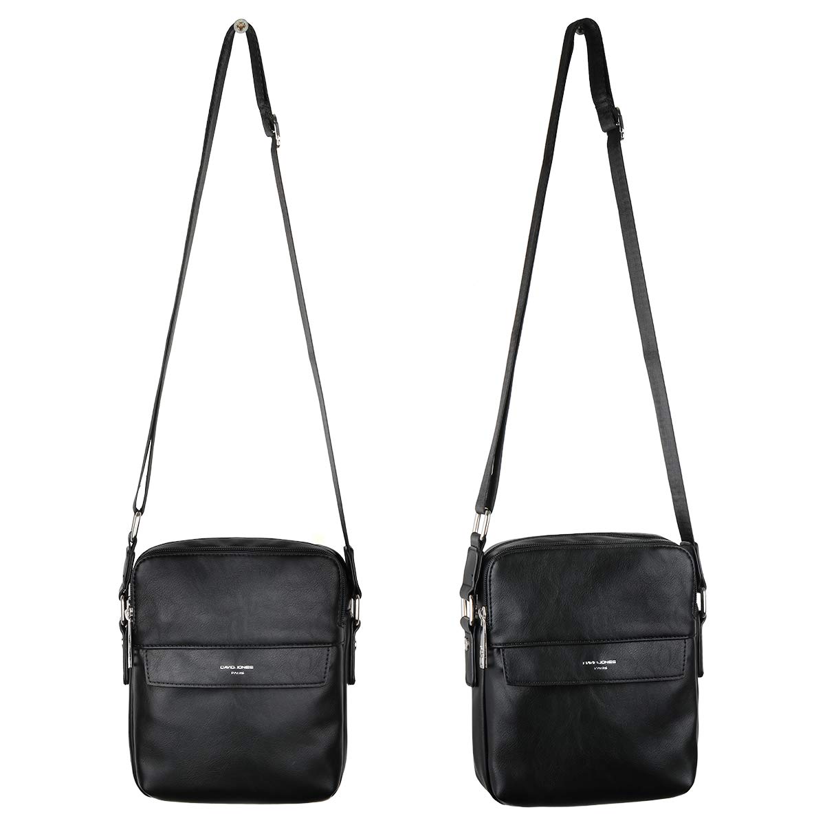 David Jones - Sacoche Homme Style Cuir Véritable - Sac Bandoulière Porté Epaule Croisé Travers - Pochette Besace Messenger Multipoche Travail Affaires Business - Bourse Rétro Classique