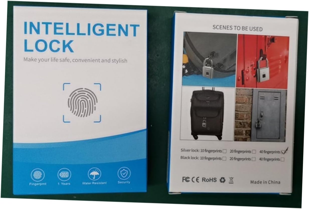 Holibanna Intelligent Fingerprint Password Lock for Luggage and Cabinets Durable Stainless Steel with Fingerprint Capacity Keyless Access for Suitcases Backpacks and Black