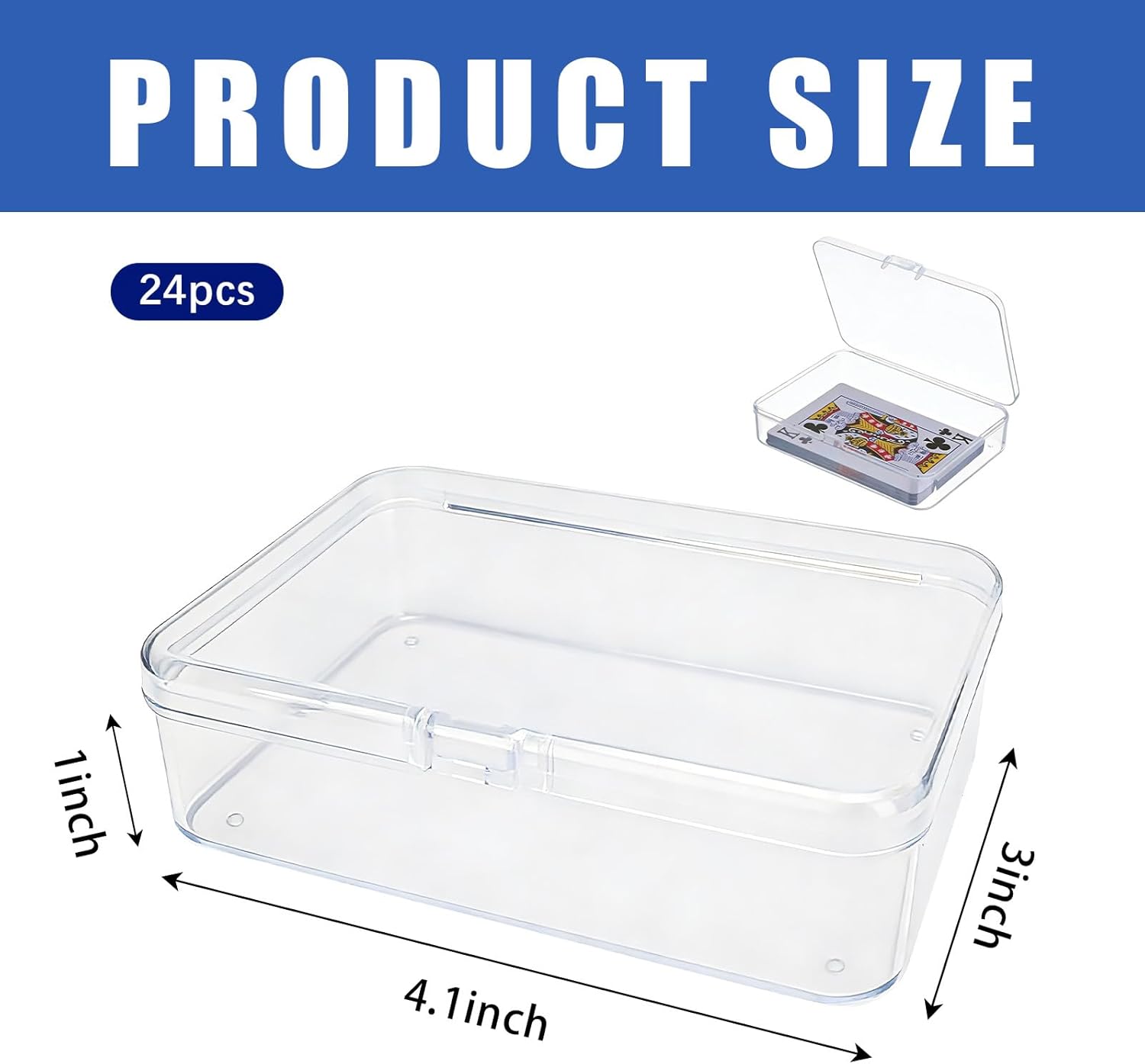 24pcs Plastic Playing Card Boxes, 4.1 X 3 X 1 Inches Transparent Clip-On Cases for Trading Cards Storage, Suitable for Organizing and Protecting Card Collections (Clear)