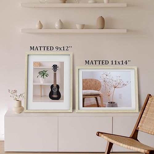 Vista 588 de Egofine Portarretratos de 9 x 12 pulgadas hecho de madera maciza con plexiglás, fotos de 5 x 7/6 x 8 con paspartú o de 9 x 12 pulgadas sin paspartú