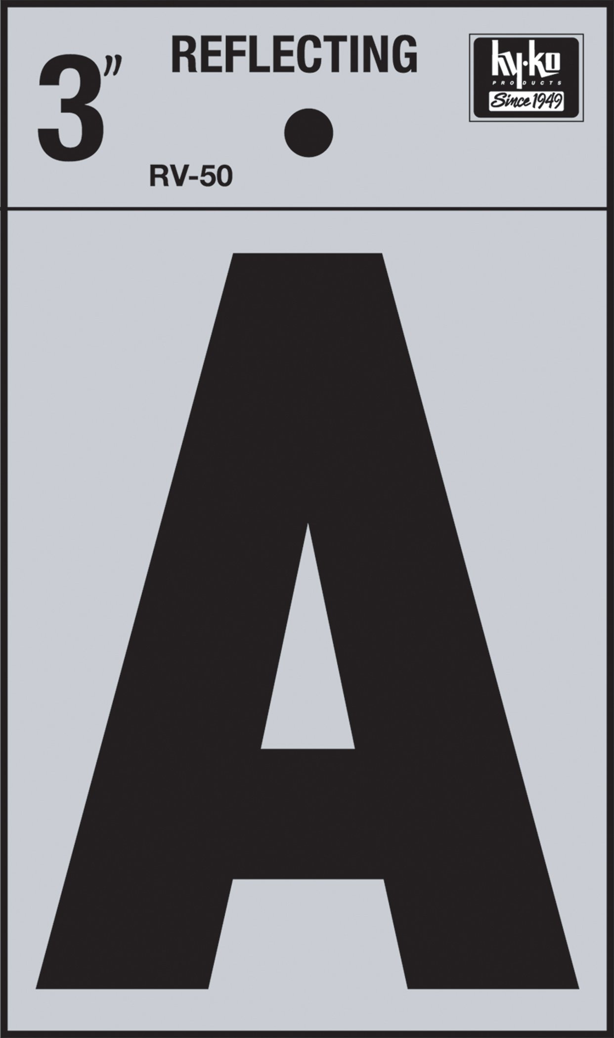 Hy-KoLetter A Reflective Sticker, 3-Inch Size, Black