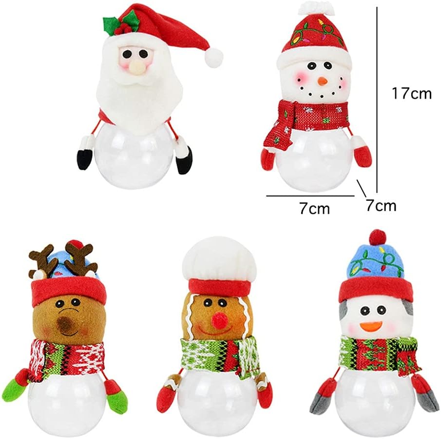 5pcs/ Set Candy Storage Box Xmas Children Small Gifts Household Decoration Supplies Jar Present Bottle (Color : A Size : 6.696.692.76in) (A 6.69 * 6.69 * 2.76in)