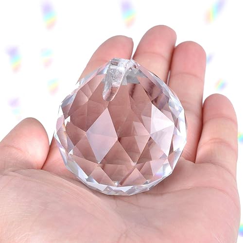 Miniatura 6 de 2 prismas de cristal de corte transparente de 1.969 in, colgantes de arco iris colgantes, esfera de vidrio facetada, bola de observación para