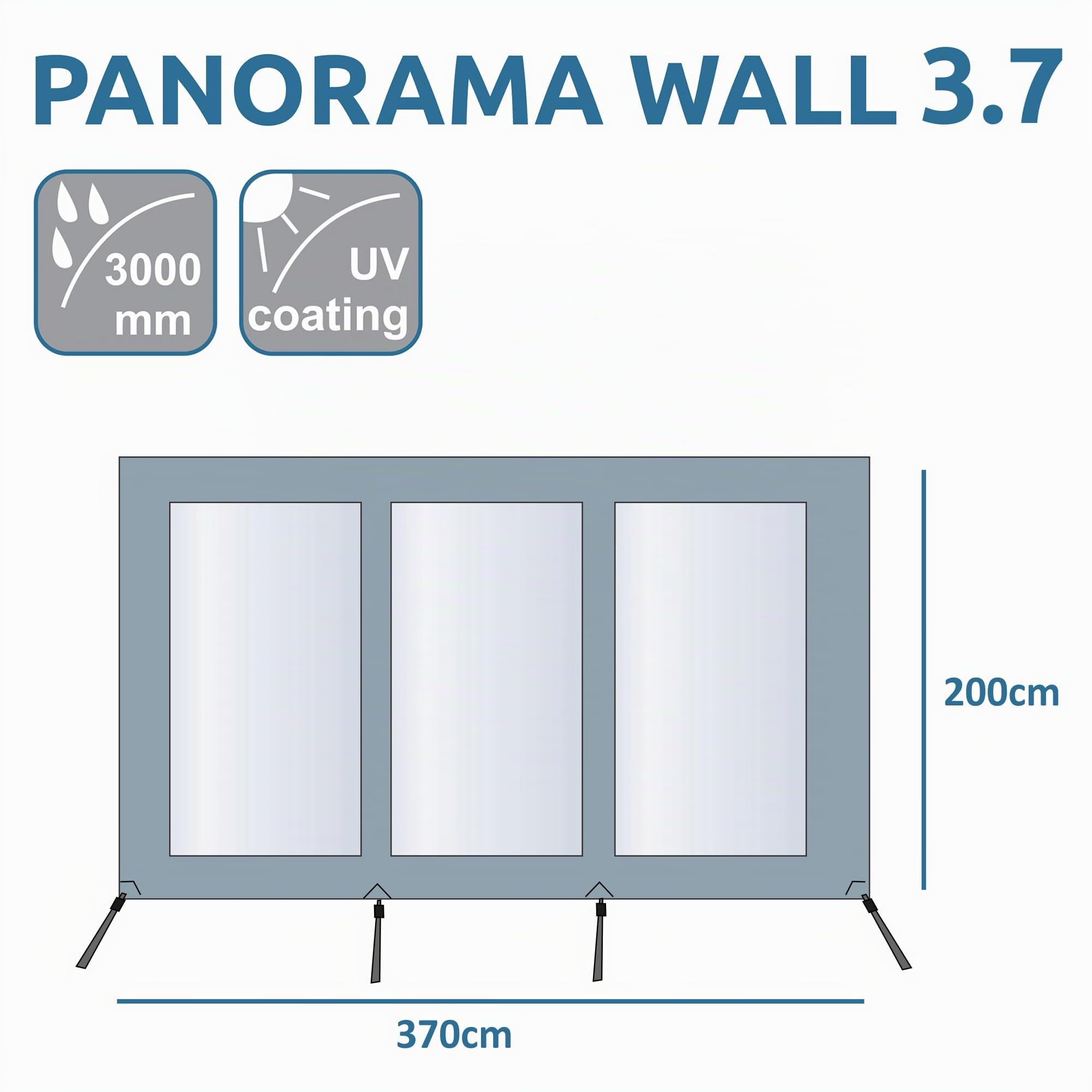 your GEAR Panorama Wall 3,7 x 2 m - Paroi avant pour store protège du soleil, du vent et de la pluie