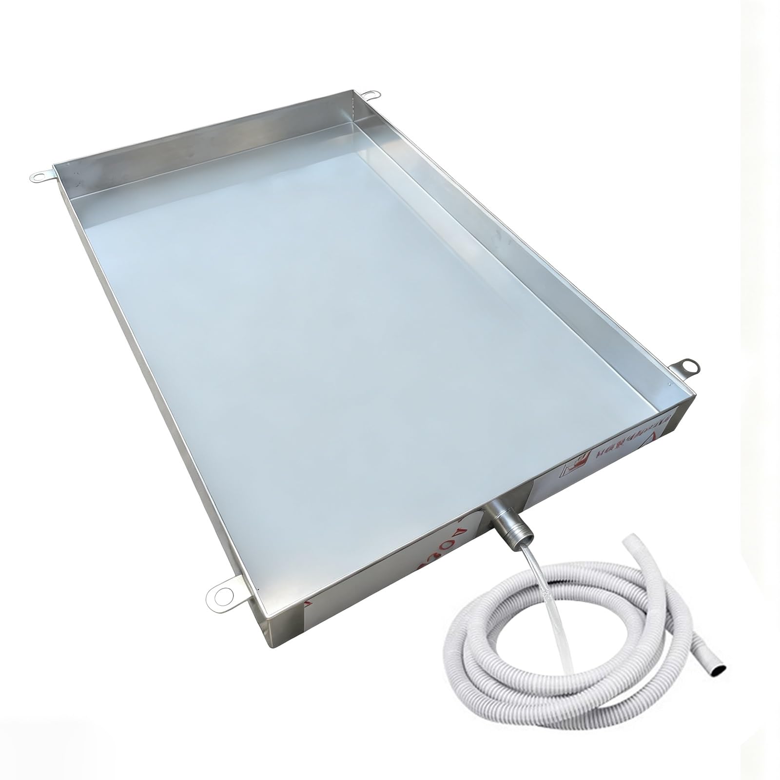 Vaschetta di Raccolta condensa in Acciaio Inox con Tubo Flessibile per la Protezione del Pavimento negli impianti HVAC