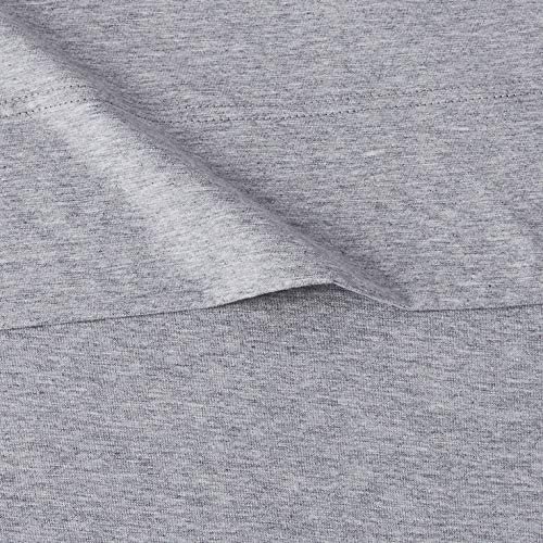 Image of Amazon Basics Breathable, Stretchy 100% Cotton Jersey Knit 3 Piece Bed Sheet Set with Deep Pockets, Flat and Fitted Sheets, Pillowcase, Machine Washable, Twin, Light Gray, Solid