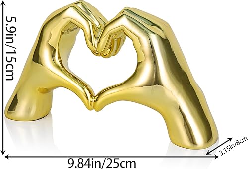 Miniatura 6 de Escultura y estatua de corazón y mano azul cielo, decoración del hogar en forma de corazón, escultura de mano y corazón, decoración del hogar de