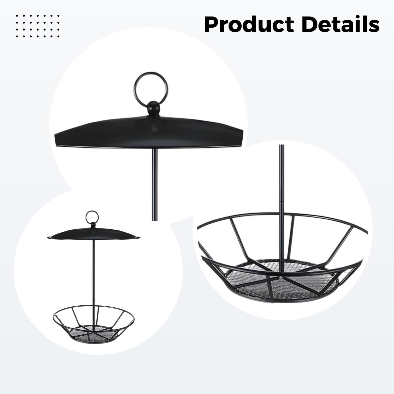 Comedero for pájaros de Metal Colgante con Techo, Gran Capacidad, Resistente a la Intemperie, fácil de llenar, a Prueba de Ardillas, comedero for pájaros Salvajes for jardín, 2 uds.