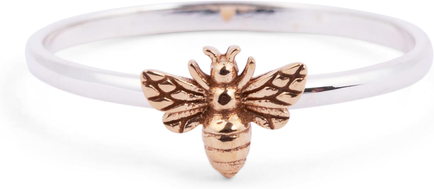 NINA DESIGNS Sterling Silver & Bronze Ring - Modern, Insect Theme, Stackable Ring for Women, Gift for Women, Valentine's Day