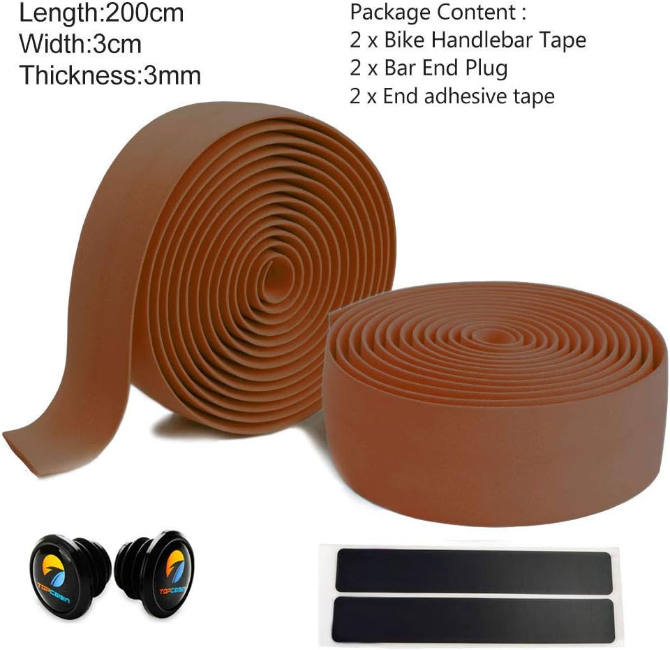 TOPCABIN® Bicycle Handlebar Tape Non-Slip Comfort GEL Road Bike Handlebar Tape Bike Bar Tape with Reflective Bar Plugs (# Orange) - Image 3