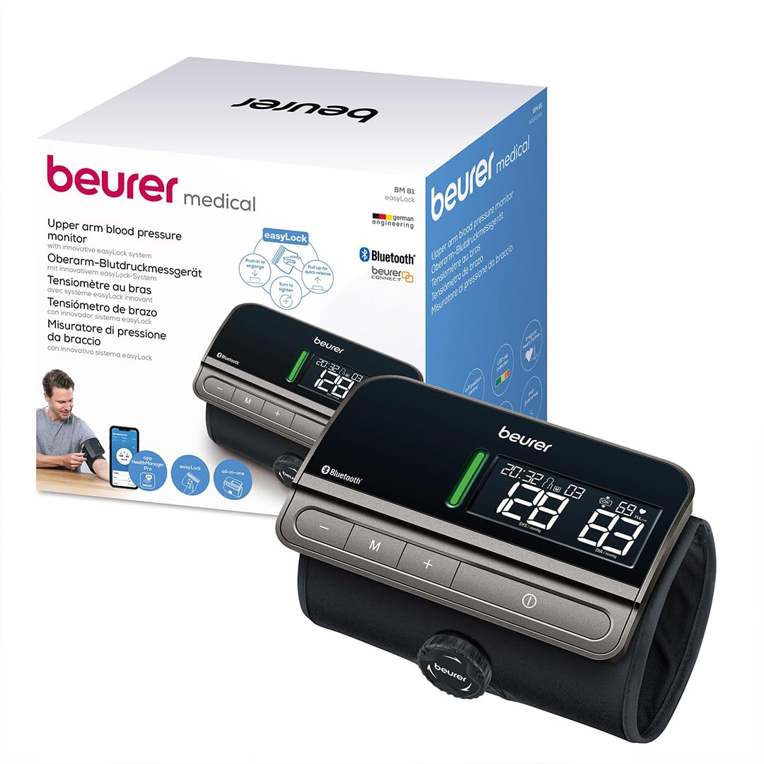 Beurer Bm 81 Easylock Upper Arm Blood Pressure Monitor,Innovative Cuff Without Hoses Or Cables Gentle Pressure Building&Fast Measuring Time Medical Device With App Connection(German Technology),Black-image-23