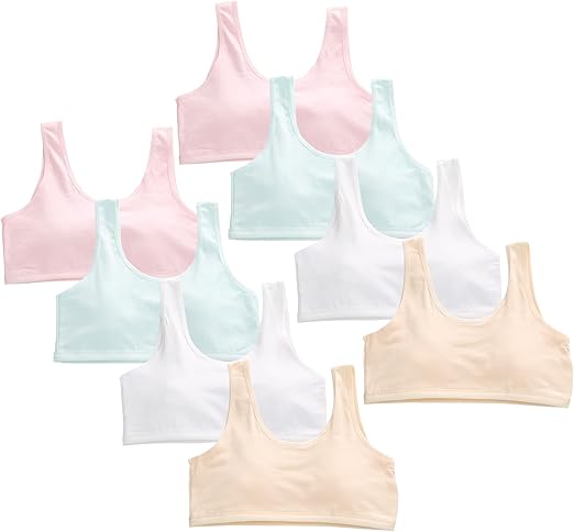 Girls Bra, 6PCS Girls Training Bra Cotton Bralette Seamless Cami Crop Bras