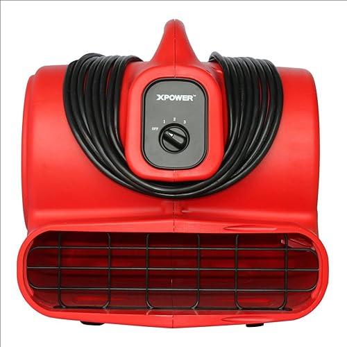 Miniatura 55 de XPOWER P-630HC Pro 1/2 HP 2800 CFM Movimiento de aire centrífugo, secadora de alfombras, ventilador de piso, soplador, mango telescópico y ruedas