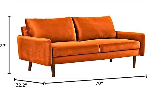 Miniatura 2 de Container Furniture Direct Kent - Sofá de terciopelo para salas de estar modernas y espacios compactos, cómodo sofá de 3 plazas, muebles de estudio