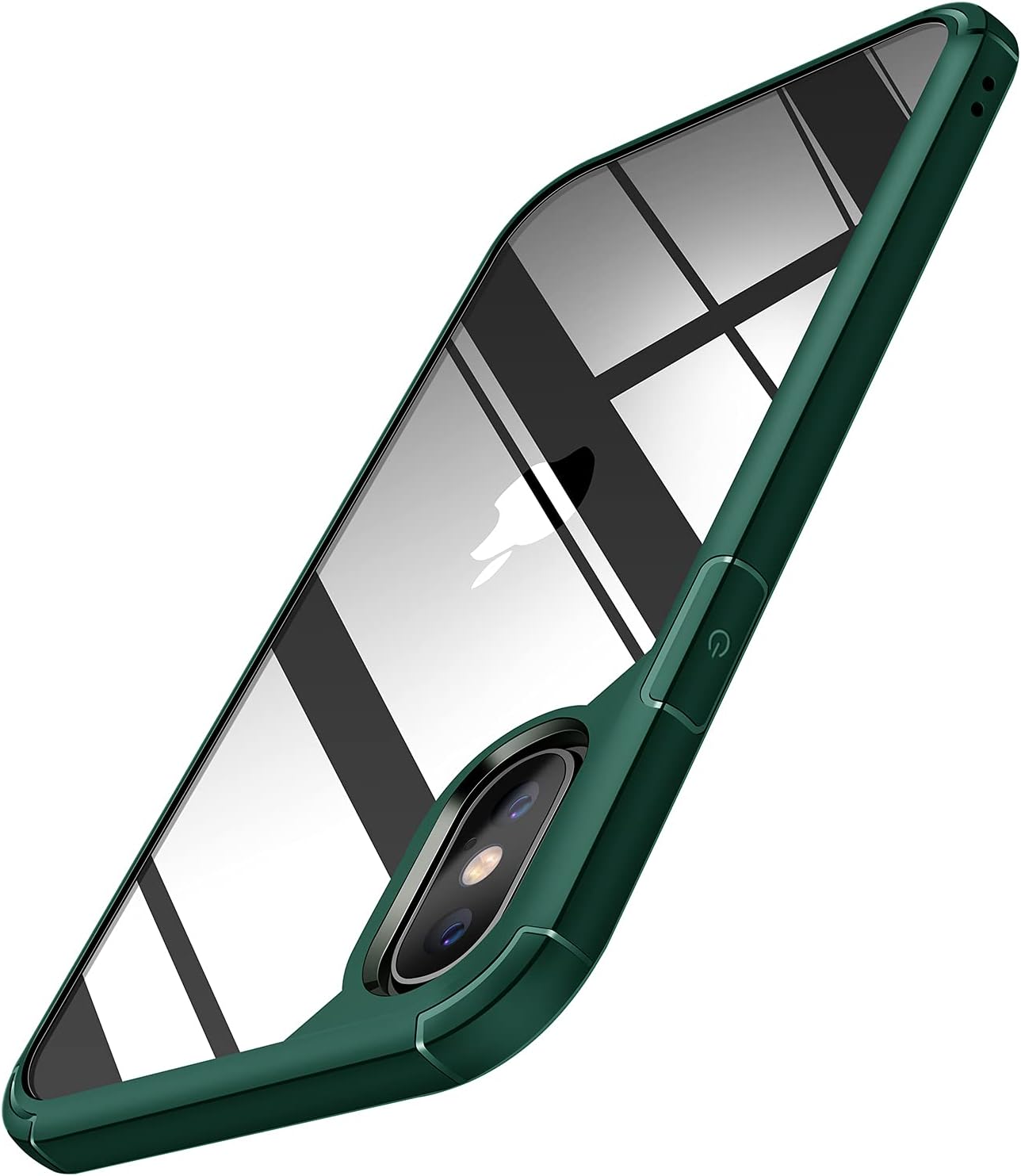 TENDLIN Compatible with iPhone Xs MAX Case Crystal Clear Hard Back Soft Bumper Protective Case (Green)