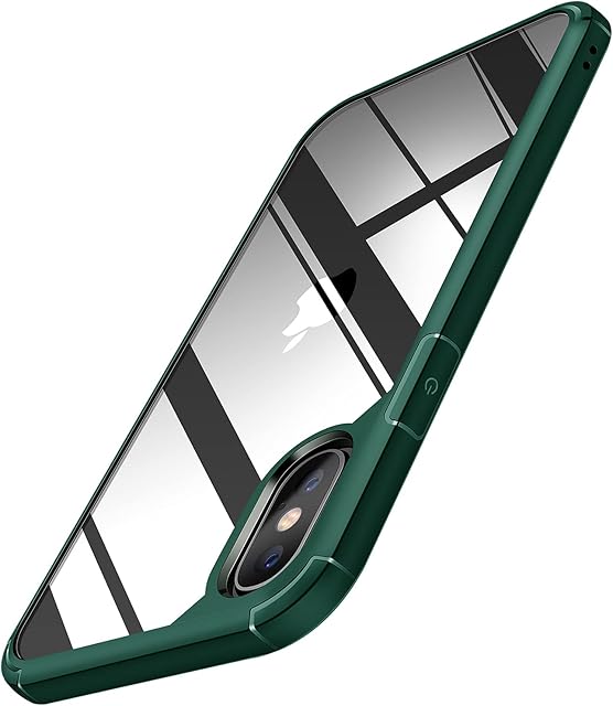 TENDLIN Compatible with iPhone XS MAX Case Crystal Clear Hard Back Soft Bumper Protective Case (Green)