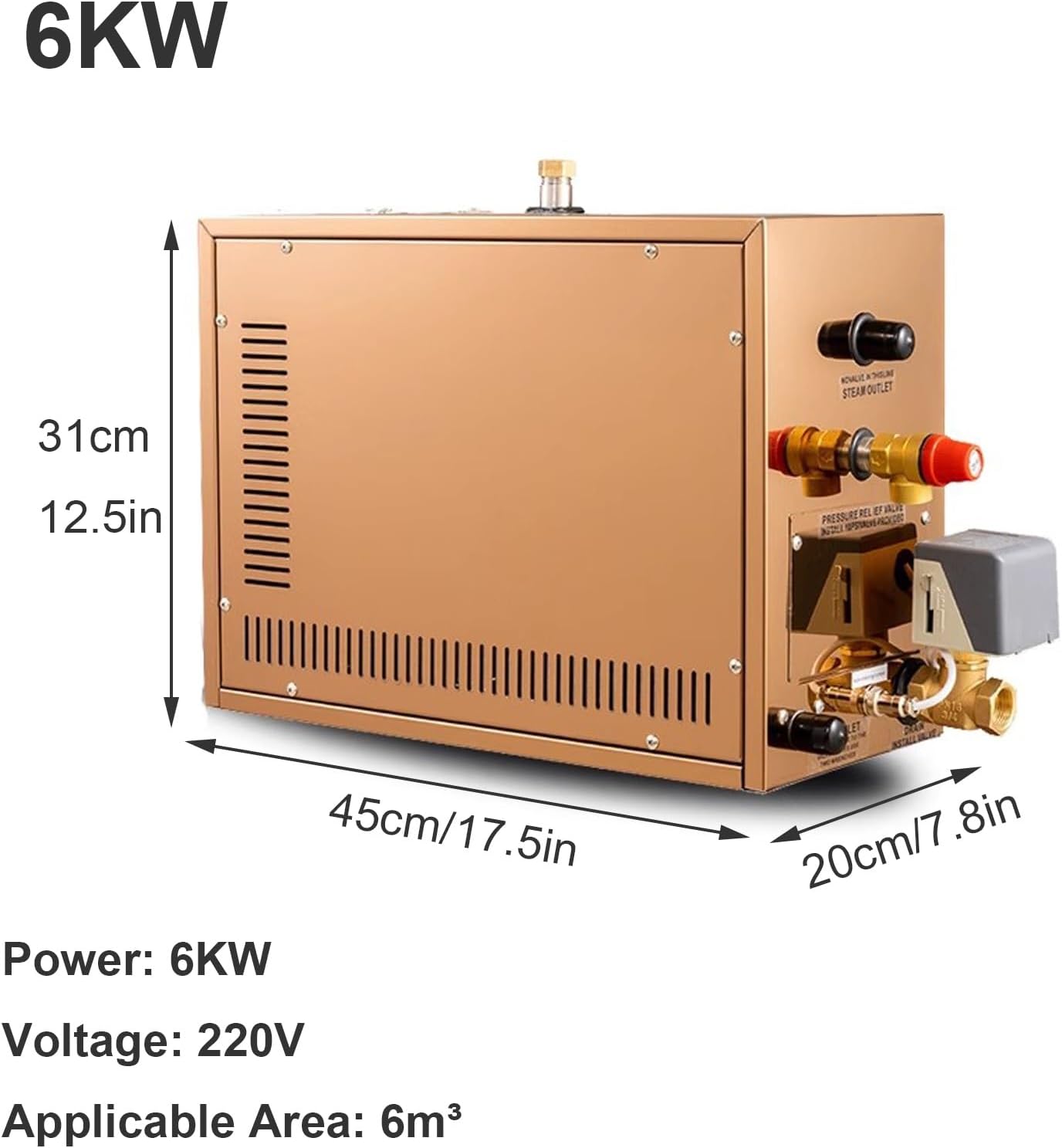 Steam Shower Generator, Automatic Drainage, Complete Shower Kit, Stainless Steel, Temperature Range 77-131°F, 4.5-18KW