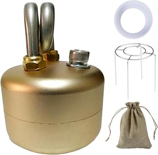 Mini estufa de alcohol ultraligera de 3.5 oz, calentador de alcohol con soporte, estufa portátil de latón para mochileros, para hervir agua, acampar al aire libre, senderismo y calentador de emer