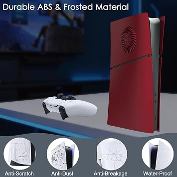 Shockproof Faceplates for PS5 Slim Digital Edition - Hard ABS Matte Replacement Cover Plates Case with Cooling Vents, Dustproof & Anti-Scratch Snap-On Panels (for PlayStation 5 Slim Digital Console)