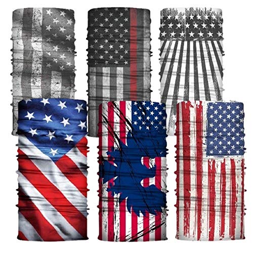 6PCS Multi-Functional American Flag Face Cover and Headwear | Neck Gaiter | Balaclava Headwear | Face Mask Protection