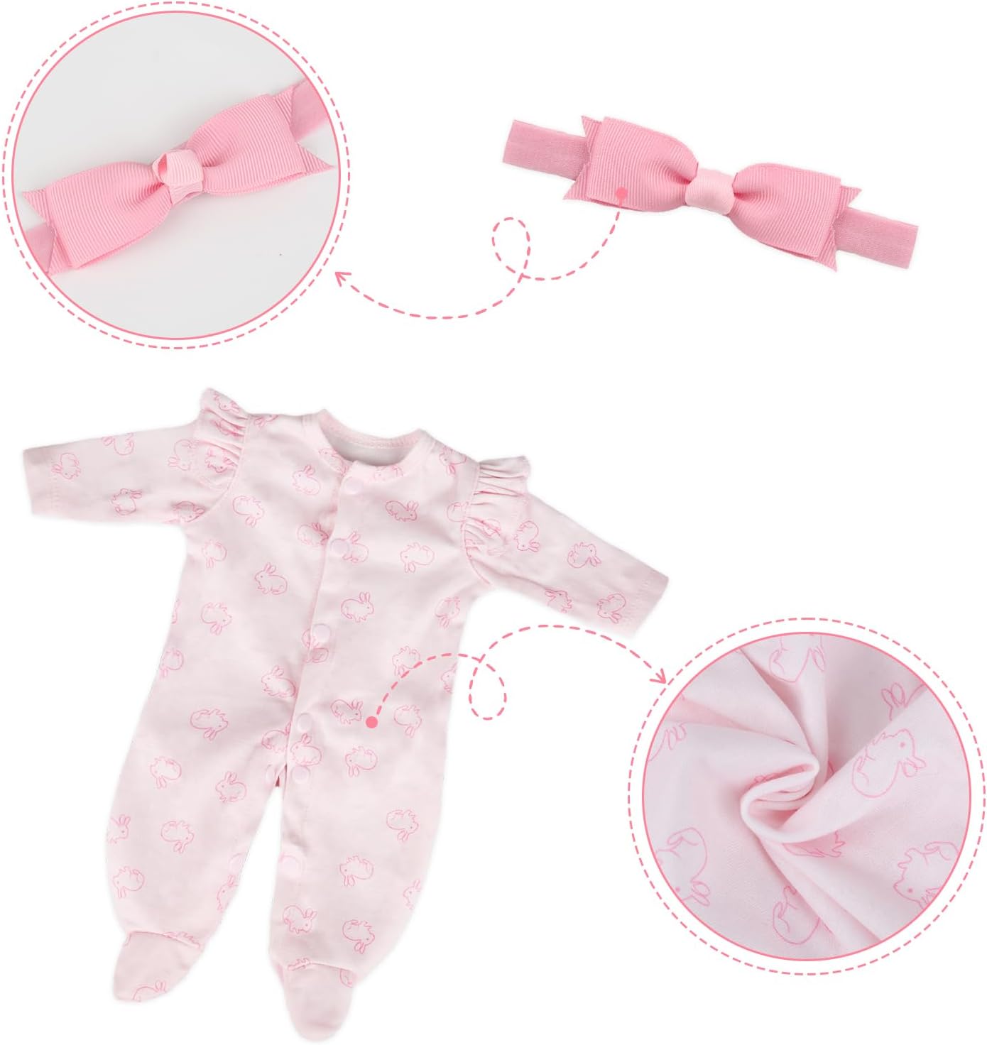CARANOVO Realistic Reborn Baby Doll Clothes 16-18 inch 2pcs Pink Outfits Clothing Set Accessories Suitable for Reborn Babies and Newborns