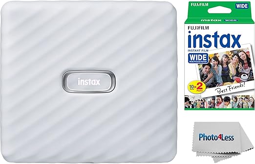Fujifilm Instax Link Wide Printer Ash White Bundle with Fuji Wide Twin Pack Instant Film + Cloth