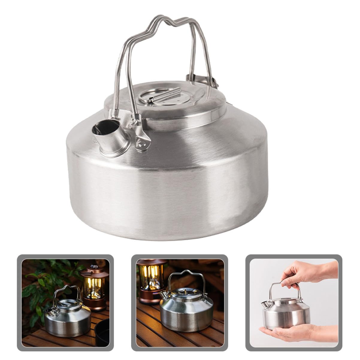 Camping Teekessel aus Edelstahl 1 L Silber für Herd und Wasser | Outdoor Miniformat, Kocht Wasser und Suppe, Passend für Küche und Zuhause